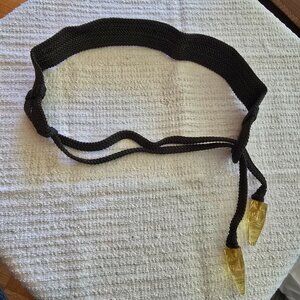 Vintage Deep Olive Woven Nylon Belt with Etched Bead Ties